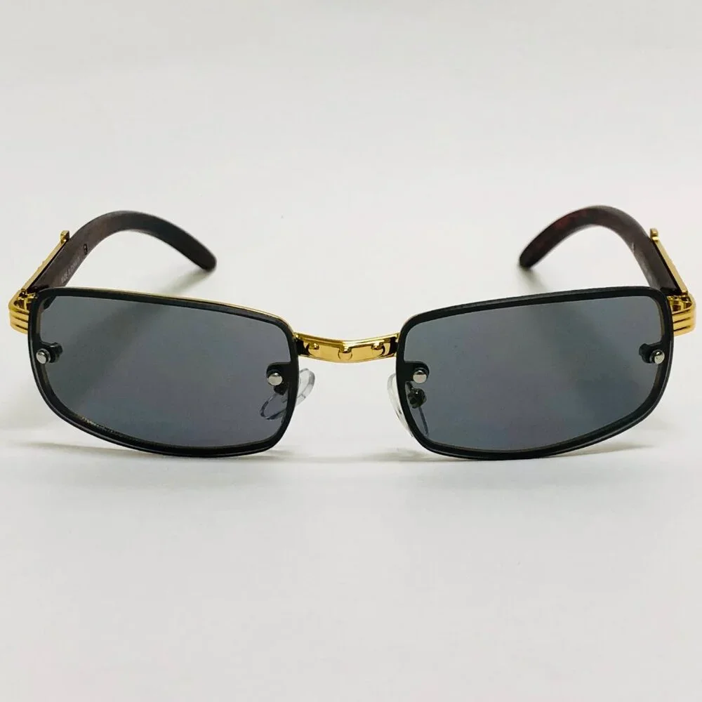 Black Lens Men‎ Sunglasses Square Gold Frame Hip Hop Style Street Wear Quevo New